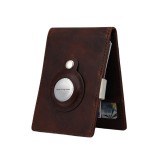 Cumpara ieftin Portofel barbati Slim, BUSY LDY&amp;GTM&reg; Titan, piele naturala premium, suport Apple Air Tag, antiscanare RFID, cu clema bancnote, maro
