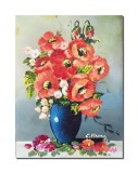 Cumpara ieftin Tablou pictat manual dormitor, living, hol, Vaza cu maci regali, 40x30cm ulei pe panza