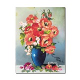 Tablou pictat manual dormitor, living, hol, Vaza cu maci regali, 40x30cm ulei pe panza
