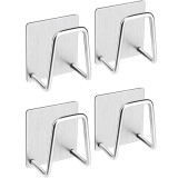 Cumpara ieftin Set 4 suporturi autoadezive pentru burete, inox rezistent la apa, montare cu adeziv 3M, organizator chiuveta cu drenaj rapid si ventilatie, argintiu