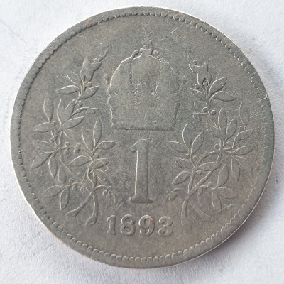 Austria 1 corona / Korona 1893 argint Franz Joseph foto