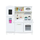 Bucatarie din lemn pentru copii,91x102x35 cm,accesorii incluse - Alb