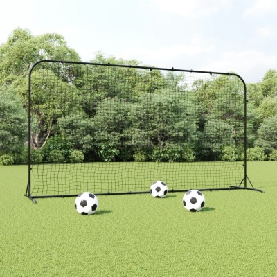 vidaXL Plasă de ricoșeu fotbal, negru, 366x90x183 cm, HDPE 93762 foto