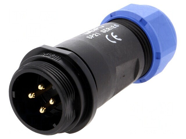 Mufă SP21 tată 4 pini IP68 30A 500V lipire cablu 7-12mm