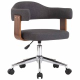 Scaun de birou pivotant, gri, lemn curbat si material textil