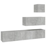 Cumpara ieftin Set dulap TV, 4 piese, gri beton, lemn prelucrat