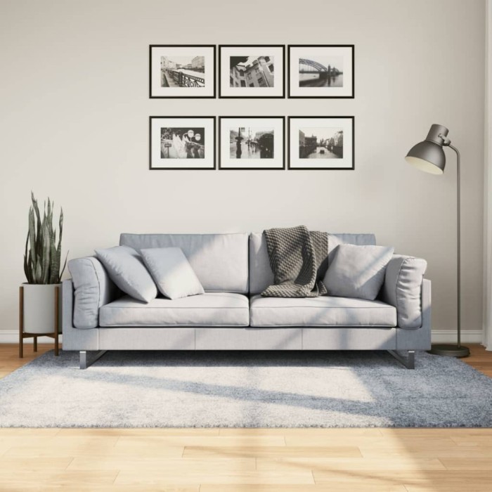 vidaXL Covor pufos &quot;PAMPLONA&quot; fire &icirc;nalte, albastru modern 140x200 cm 375323