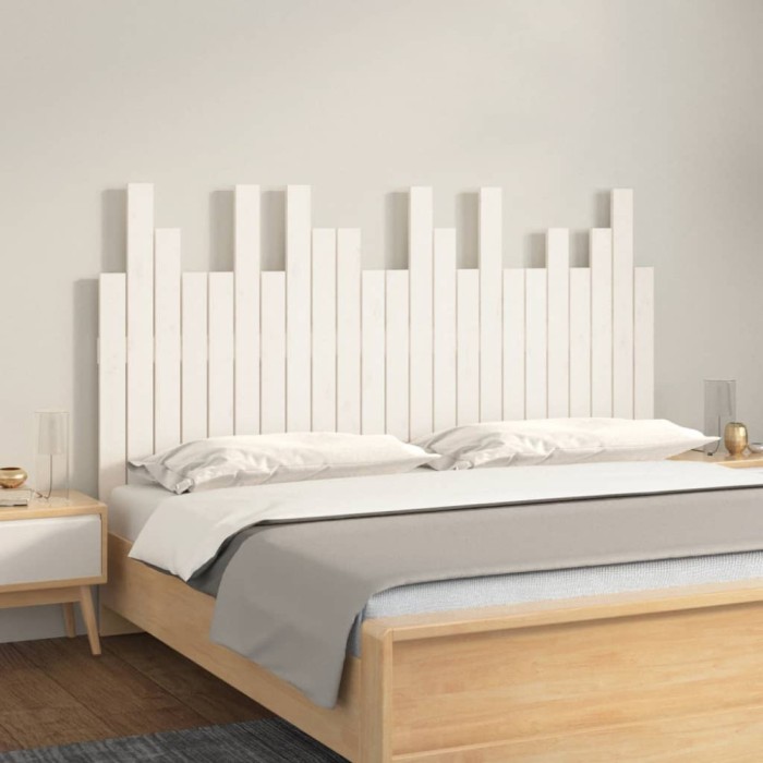 vidaXL Tăblie de pat pentru perete, alb, 146,5x3x80 cm, lemn masiv pin 824794