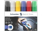 Marker cu vopsea acrilica,varf lat,Paint-It 330 15 mm, 6 culori set, Schneider