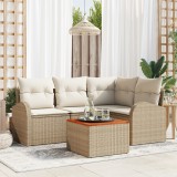vidaXL Set canapea grădină 5 pcs Bej, alb Mare