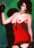 Shadow of Sin - Portret erotic acrilic pe panza, pictura pop art, arta erotica 30 x 42 cm, certificat de autenticitate