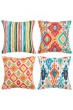 Huse de perne Boho pachet de 4 decorative pătrate 45&times;45 cm &ndash; multicolore