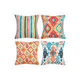 Huse de perne Boho pachet de 4 decorative pătrate 45&times;45 cm &ndash; multicolore