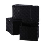 Cumpara ieftin Set 3 cutii depozitare cu capac polietilena neagra 25 x 25 x 20 cm, 27 x 27 x 21 cm, 30 x 30 x 22 cm