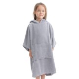 Poncho Baie Copii Homelevel 6-9 Ani Gri Bumbac Organic - Halat Plaja/Piscina Baieti &amp; Fete - Universal