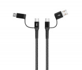 Cablu USB 2.0 A tata - micro USB, 2x USB-C, 4 in 1, 1m, Well, negru