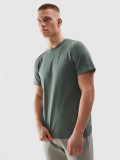 Tricou regular din bumbac organic cu imprimeu pentru bărbați - kaki, 4F Sportswear