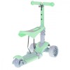 Tricicleta Trotineta Skateboard 3in1 Copii, Roti LED, Verde, Inaltime Reglabila, Sarcina Max 20kg