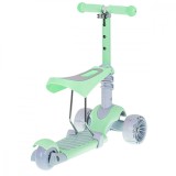 Tricicleta + Trotineta + Skateboard (3in1) roti iluminate LED - VERDE K6625., Unisex