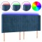 Tablie de pat cu LED, albastru inchis, 183x16x118/128cm catifea