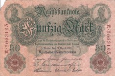 GERMANIA 50 marci 1910 VF!!! foto