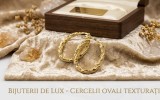 Cumpara ieftin Cercei Ovali Texturati din Argint 925 Placati cu Aur , Model Bijuterii de Lux