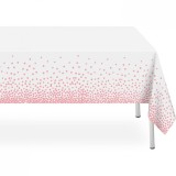 Fata de masa, flippy, din peva, imprimeu buline, 137 x 274 cm, impermeabila, fara pete, curatare rapida, roz