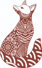 Sticker decorativ, Mandala, Vulpe, Maro, 85 cm, 7253ST foto