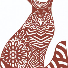 Sticker decorativ, Mandala, Vulpe, Maro, 85 cm, 7253ST