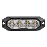 Lampa de avertizare stroboscopica plata 4x3W LED portocalie R65 R10 E9 SAE 12/24V IP65 AMiO pentru vehicule de asistenta rutiera si intretinere