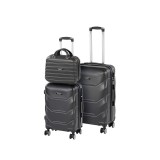 Set valize Leziter TraveLux Max VIII cu role, 3 piese, ABS negru