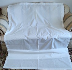 Cearceaf Vintage din bumbac cu bordura de dantela pe o latura scurta- 1 pers.