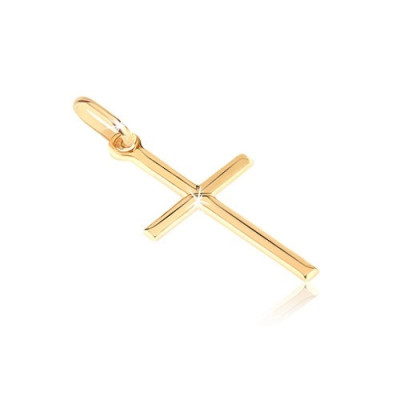 Pandantiv din aur de 14K - cruce &amp;icirc;ngustă cu X subțire &amp;icirc;n mijloc foto