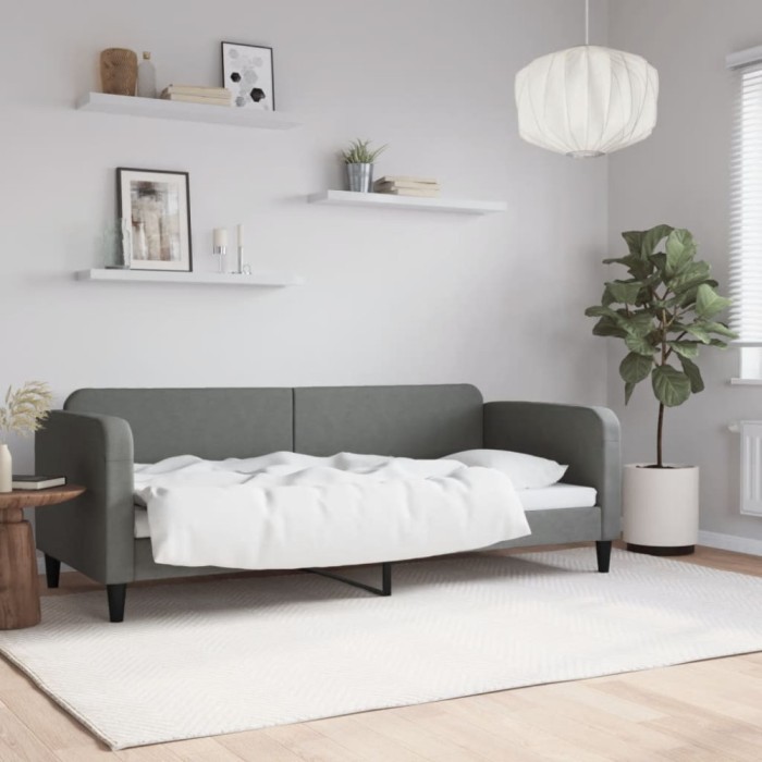 Cadru de pat, gri &icirc;nchis, 80x200 cm, textil