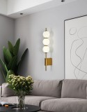 Cumpara ieftin Aplica LED perete moderna, 3 globuri albe, 19W, culoare corp auriu, lumina calda/neutra/rece, inaltime 48cm