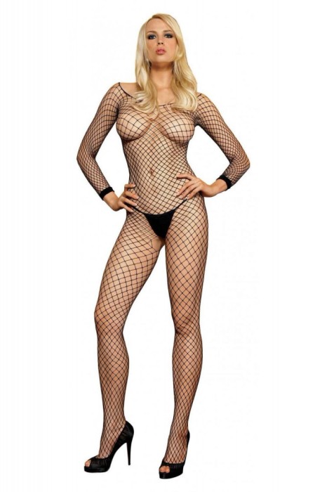 Catsuit Leg Avenue Bodystocking Negru, S-L#