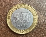 C50 - Moneda foarte veche - Republica Dominicana - 5 pesos - 1997
