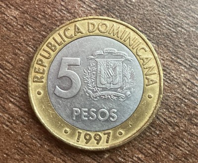 C50 - Moneda foarte veche - Republica Dominicana - 5 pesos - 1997 foto