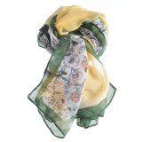 Esarfa galbena cu flori multicolore