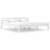 VidaXL Cadru de pat, alb, 180x200 cm, lemn de pin masiv