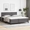 vidaXL Pat Box Spring cu saltea gri, Super King, din piele ecologică