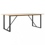 Cumpara ieftin Masa bucatarie, cadru O, 200x100x75 cm lemn masiv pin si Otel