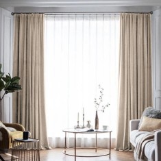 Draperie din catifea blackout cu rejansa din bumbac tip fagure, Madison, 150x230 cm, densitate 700 g/ml, Beaver, 1 buc