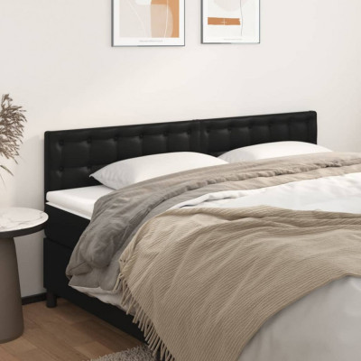 vidaXL Tăblii de pat, 2 buc, negru, 100x5x78/88 cm, piele ecologică foto