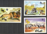 CHAD 2000 FAUNA ANIMALE SALBATICE LEI HIPOPOTAMI RINOCERI, Nestampilat
