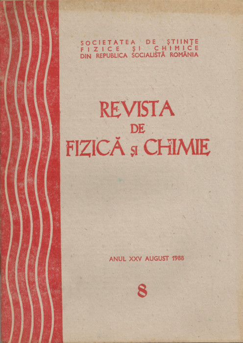 Rom&acirc;nia, Revista de Fizică şi Chimie, nr.8/1988