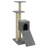 Cumpara ieftin Ansamblu pisici, stalpi din funie sisal, gri deschis, 92 cm