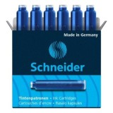 Patroane cerneala scurte (rezerve) Schneider 6603 2844, cerneala albastra, set 6 buc