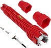 Cheie multifunctionala pentru instalarea robinetelor, Plastic/Aliaj aluminiu, Rosu, Oem