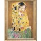 Tablou celebru pictat manual inramat, The Kiss - Sarutul, 80x60cm ulei pe panza, reproducere Gustav Klimt, gata de agatat pe perete